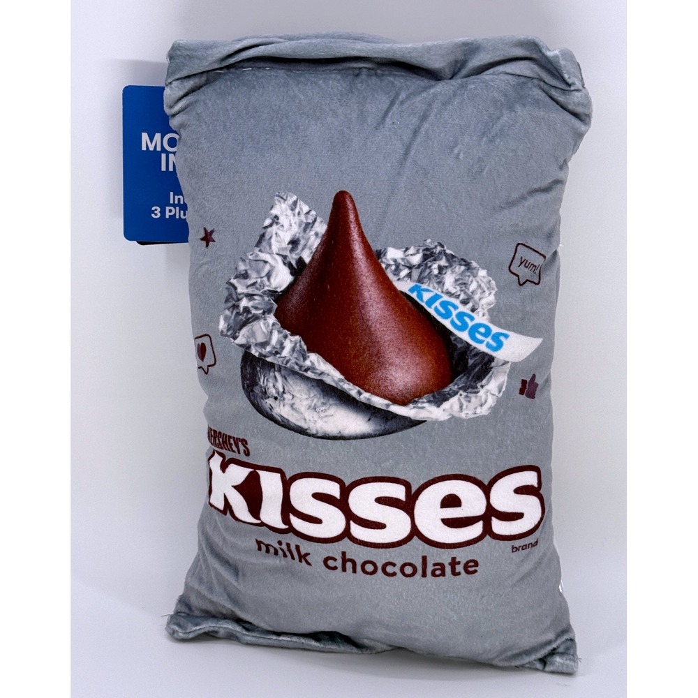 Hersheys Kisses Milk Chocolate Plush Pillow with 3 Mini Plushes Inside New
